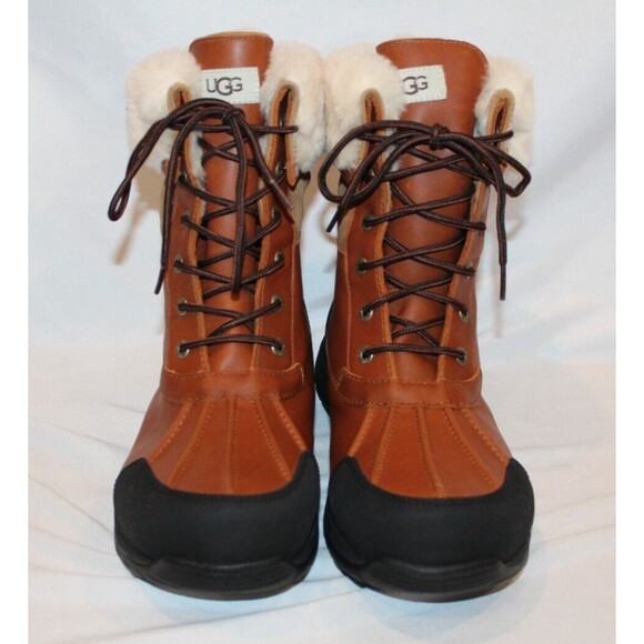 NIB UGG MEN'S BUTTE LOGO LEATHER SHEARLING‎ LINED WINTER SNOW BOOTS WRCH - Picture 3 of 7